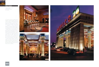 Muvico Theaters
Design/Completion: Various
Location: Various
Client: Muvico Theaters
Size: Various




The graphic designs for the multiplex cinema
complexes being developed around the
country by Muvico Theaters generally take
one of two directions. In some cases the
graphics have a subordinate role, existing to
inform and direct moviegoers and generally
to complement a strong architectural
statement. The graphics for Muvico Paradise
24 enhance the theater’s powerful Egyptian-
theme architecture, but do not compete with
it. Graphic subtlety is also the approach at
other, differently themed Muvico theaters,
including those at the company’s Ybor City,
Baywalk, and Boca Raton locations. At other
times, however, the architecture becomes
a backdrop for the feature graphics that
define a place and theme. “Motel” signs,
diner food icons, neon, tivoli lighting, and
other elements help create the 50’s drive-in
theme for Muvico Pompano. Train graphics,
a railroad-crossing marquee, and track-
number cinema signs do the same for the
railroad-themed Muvico Peabody Place 22.
At these complexes, graphics alone create
the fantasy-world signature that has become
Muvico Theaters’ trademark.
 