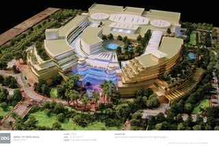 © 2013 Development Design Group, Inc. All Rights Reserved.
JEWEL OF INDIA MALL
Jaipur, India
scale 1:500
size 3’-0” x 4’-0”
type high-end concept model
materials
gator board, museum board, acrylic, lighting gels
 