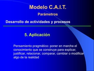  Análisis crítico de dicha informaciónModelo C.A.I.T.ParámetrosInstrumentos tecnológicos Imprescindibles
