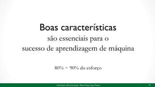 Boas características
são essenciais para o
sucesso de aprendizagem de máquina
80% ~ 90% do esforço
18Introdução à Deep Learning - Walter Hugo Lopez Pinaya
 