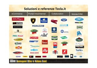 Soluzioni e referenze Tecla.it
eCommerce      Portali Intra/Internet   Collaboration   Mobile/CRM
 