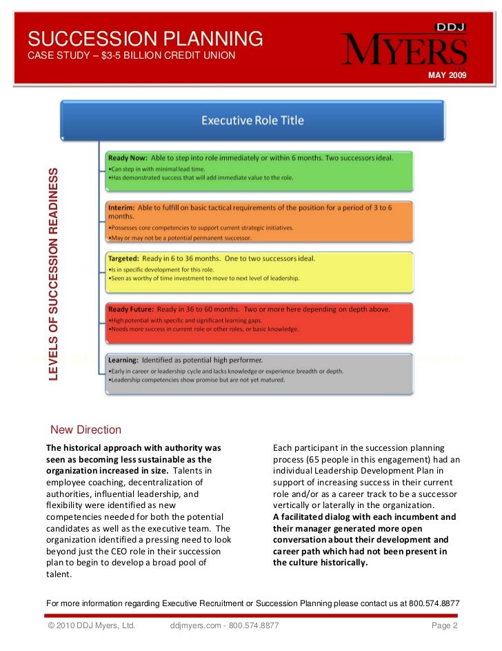 Succession Planning for Larger Credit Unions (Case Study) DDJ Myers