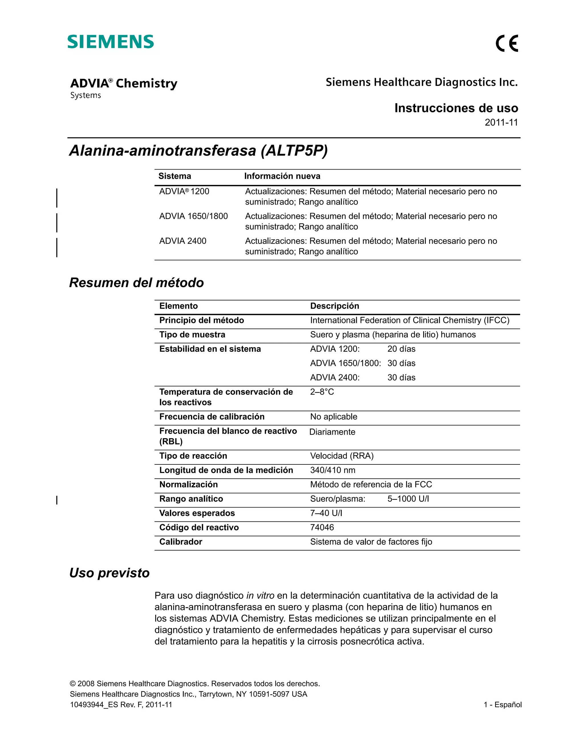 Reactivo de transaminasa tgp alt | PDF