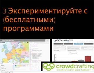 3.Экспериментируйте с
(бесплатными)
программами
Wednesday, 10 April 13
 