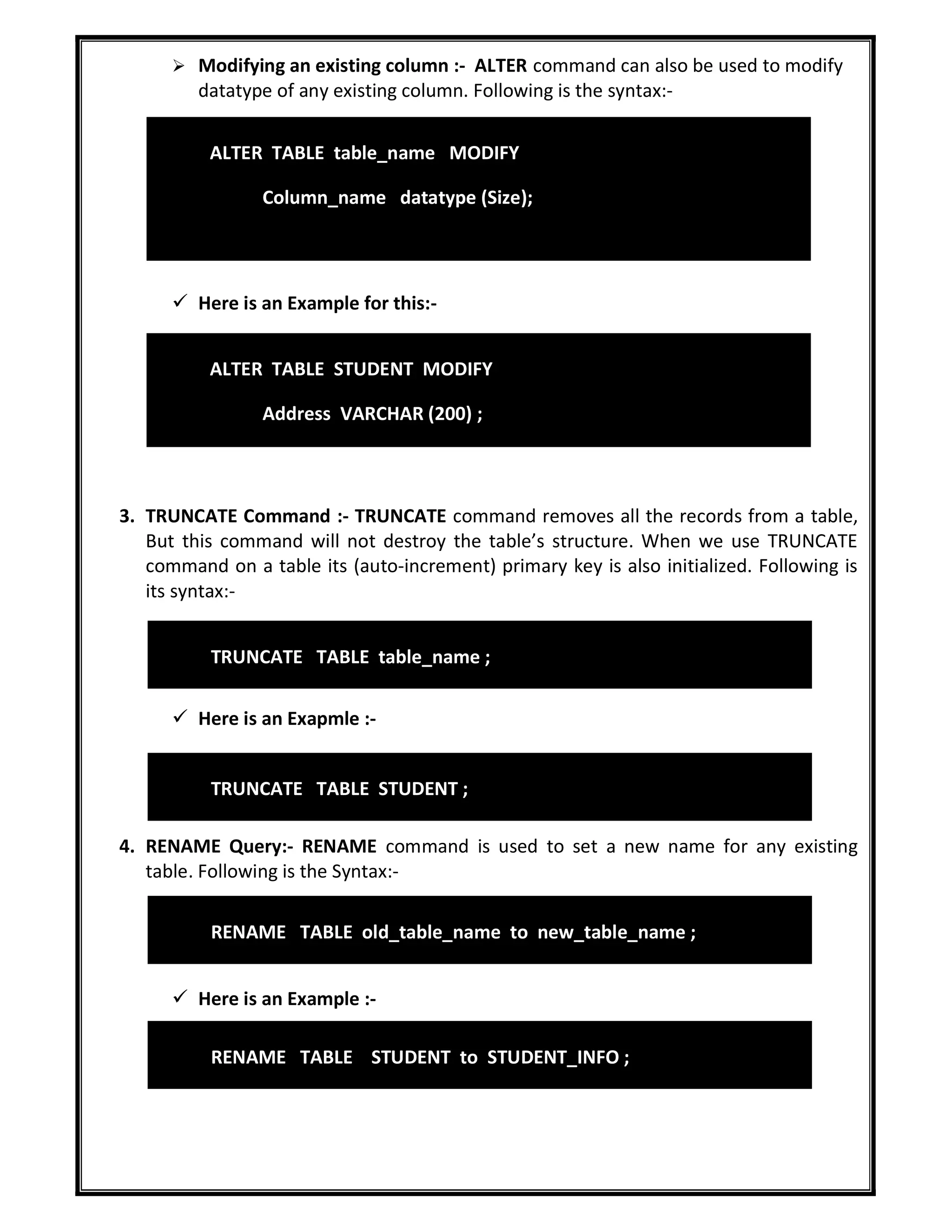 SQL Queries - DDL Commands | PDF