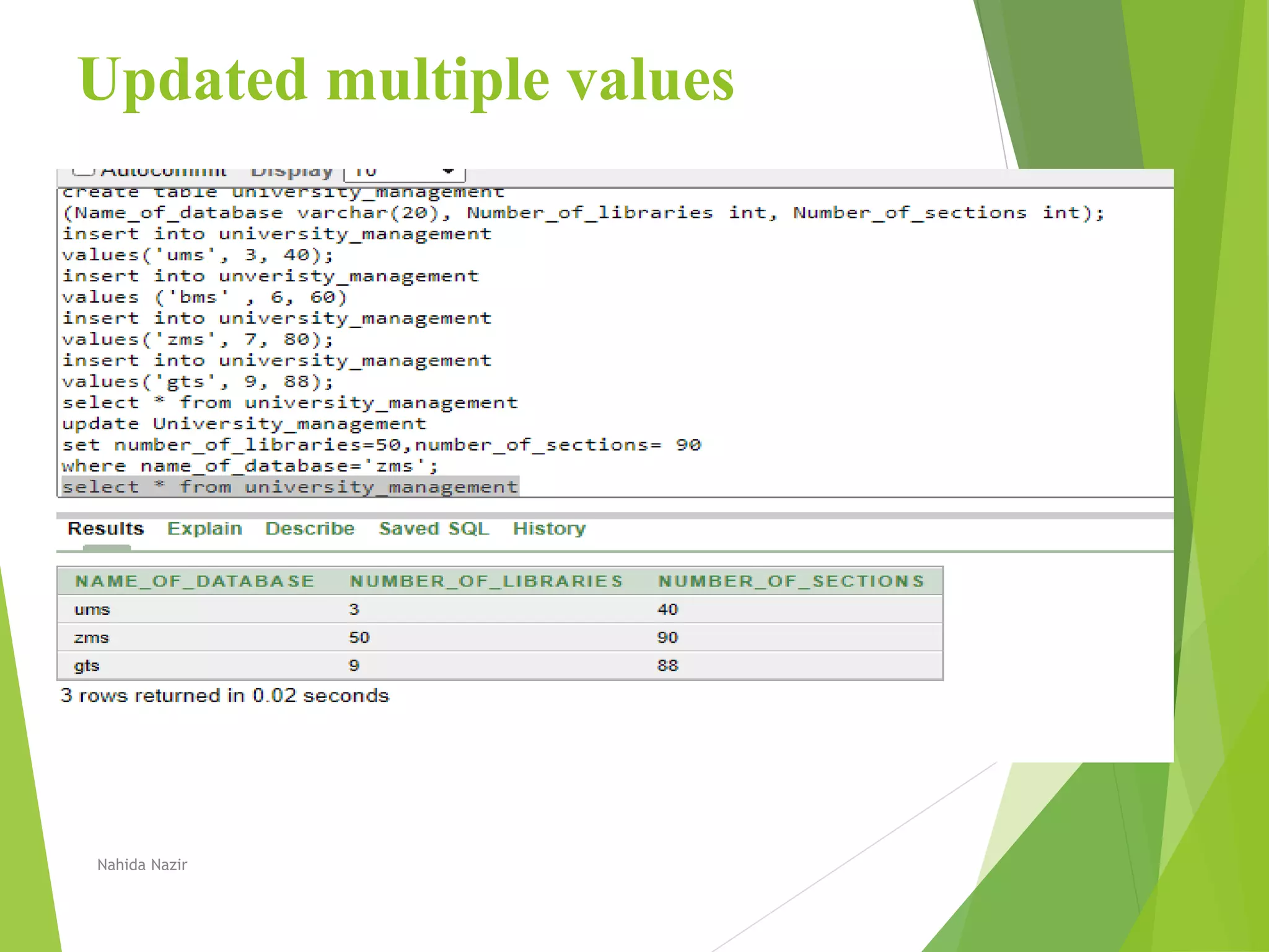 Updated multiple values
Nahida Nazir
 