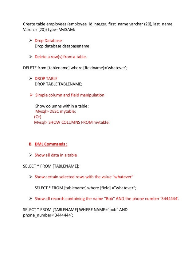 Ddl commands