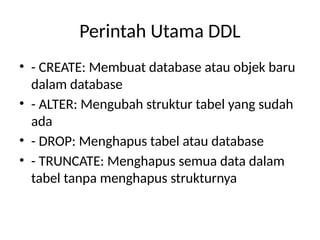 Presentasi Materi Data Definition Language | PPTX