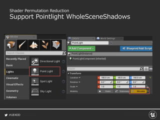 #UE4DD
Shader Permutation Reduction
Support Pointlight WholeSceneShadows
 