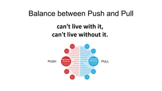 Balance between Push and Pull
can't live with it,
can't live without it.
PUSH PULL
 