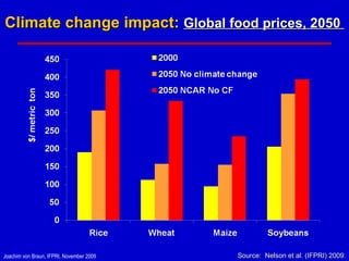 Climate change impact:  Global food prices, 2050  Source:  Nelson et al. (IFPRI) 2009 . 