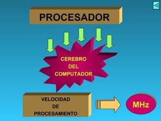 PROCESADOR CEREBRO DEL COMPUTADOR VELOCIDAD DE PROCESAMIENTO MHz 
