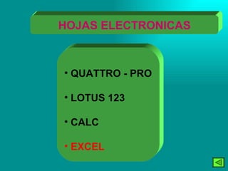 HOJAS ELECTRONICAS QUATTRO - PRO LOTUS 123 CALC EXCEL 