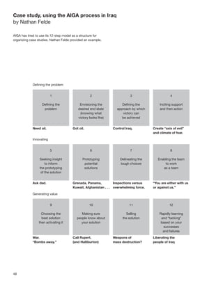 48
Case study, using the AIGA process in Iraq
by Nathan Felde
AIGA has tried to use its 12-step model as a structure for
organizing case studies. Nathan Felde provided an example.
 