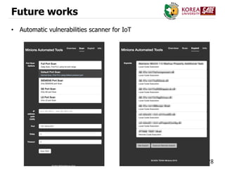 28
Future works
• Automatic vulnerabilities scanner for IoT
 