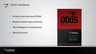 DDoS Handbook
• A history and overview of DDoS
• Review of attack types and tools
• DDoS Mitigation Considerations
• DDoS Dictionary
 