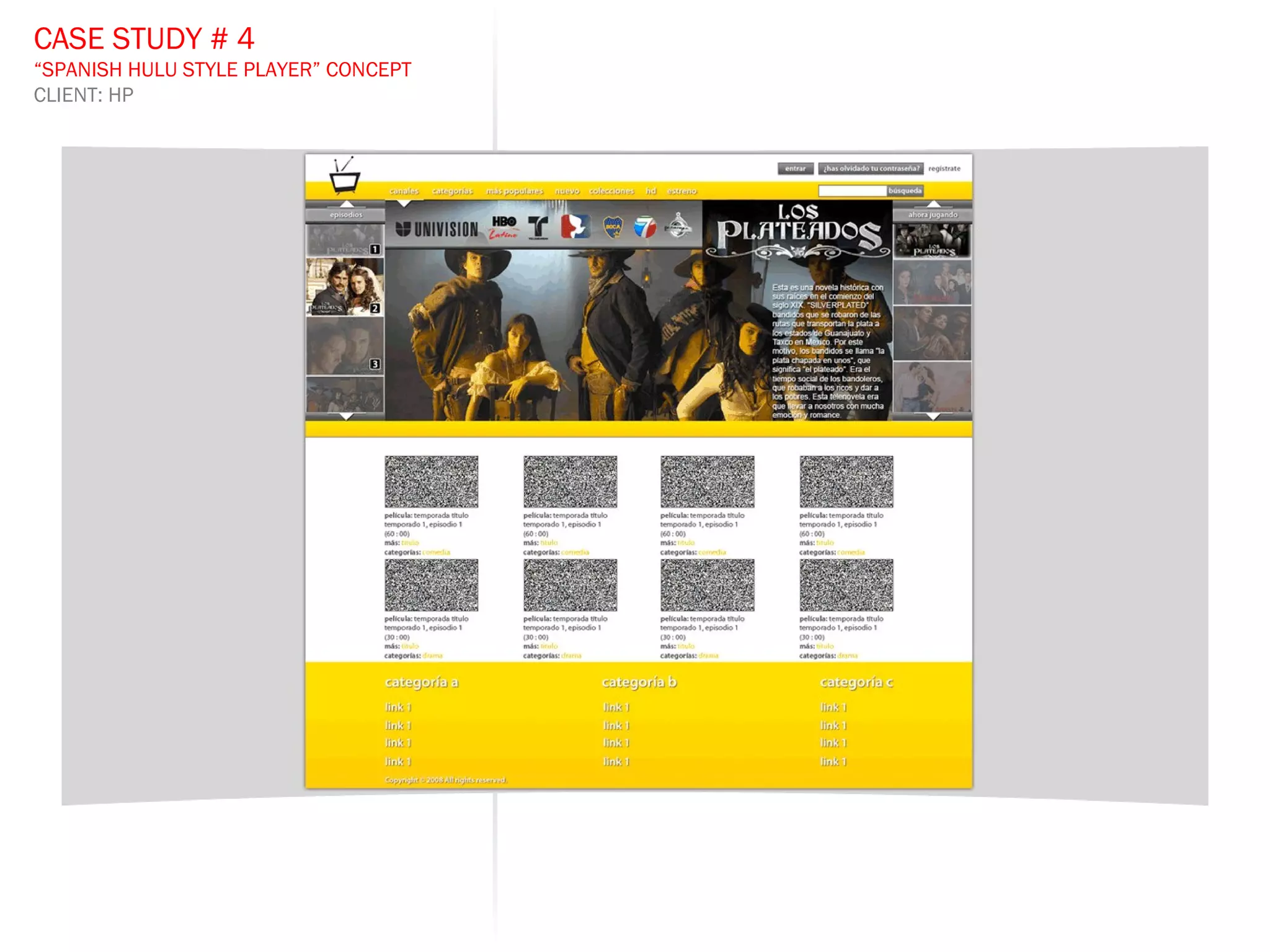 CASE STUDY # 4 “ SPANISH HULU STYLE PLAYER” CONCEPT CLIENT: HP 