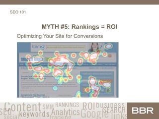 SEO 101
MYTH #5: Rankings = ROI
Optimizing Your Site for Conversions
 
