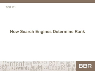SEO 101
How Search Engines Determine Rank
 
