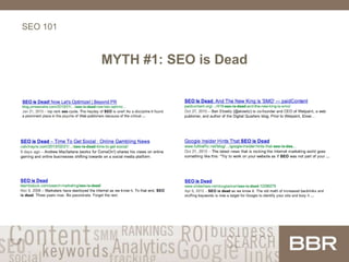 SEO 101
MYTH #1: SEO is Dead
 