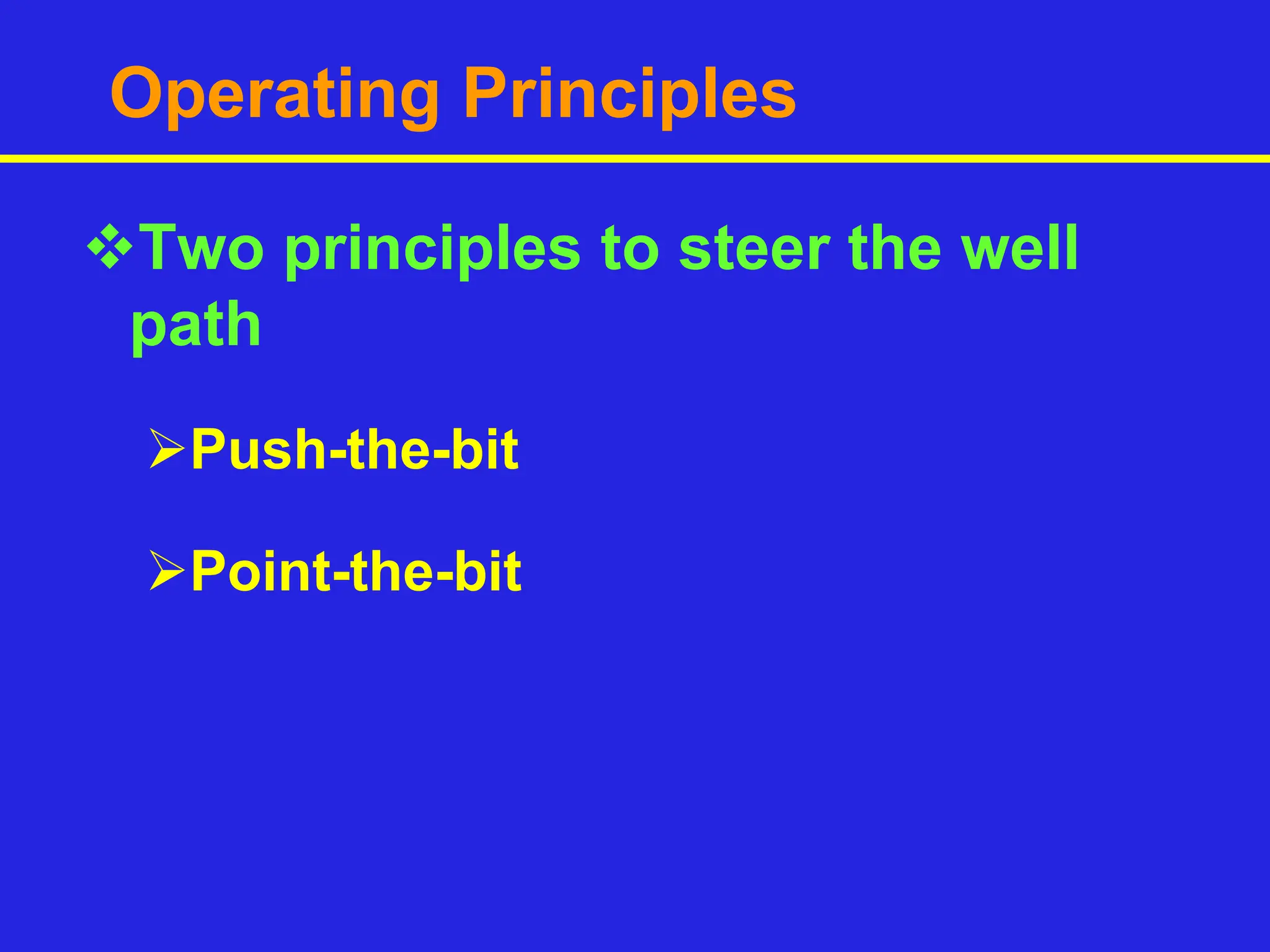 Operating Principles
Two principles to steer the well
path
Push-the-bit
Point-the-bit
 