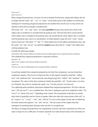 Intro logic ch 4 categorical propositions | DOC