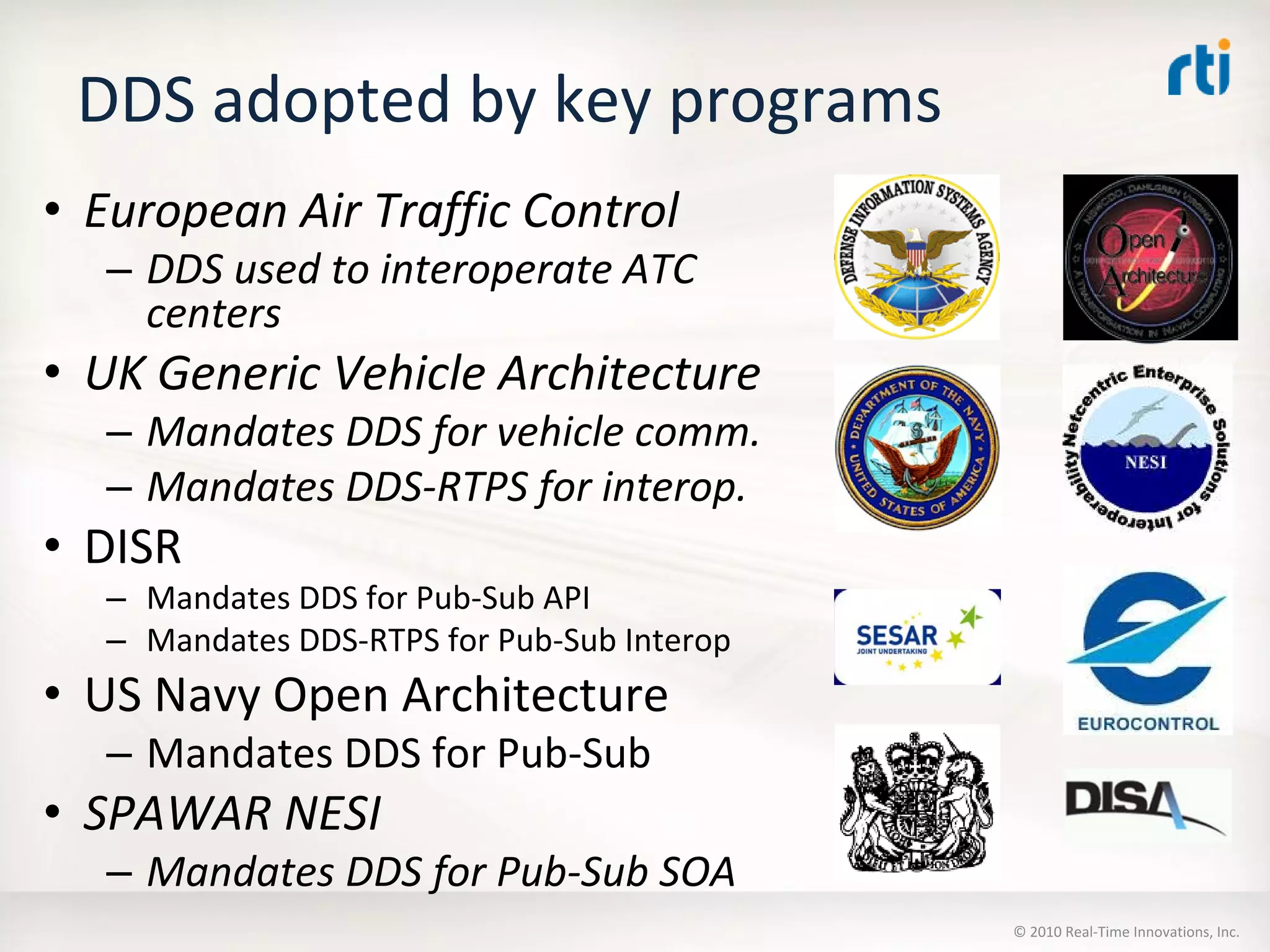 OMG Data Distribution Service (DDS) Advanced Tutorial