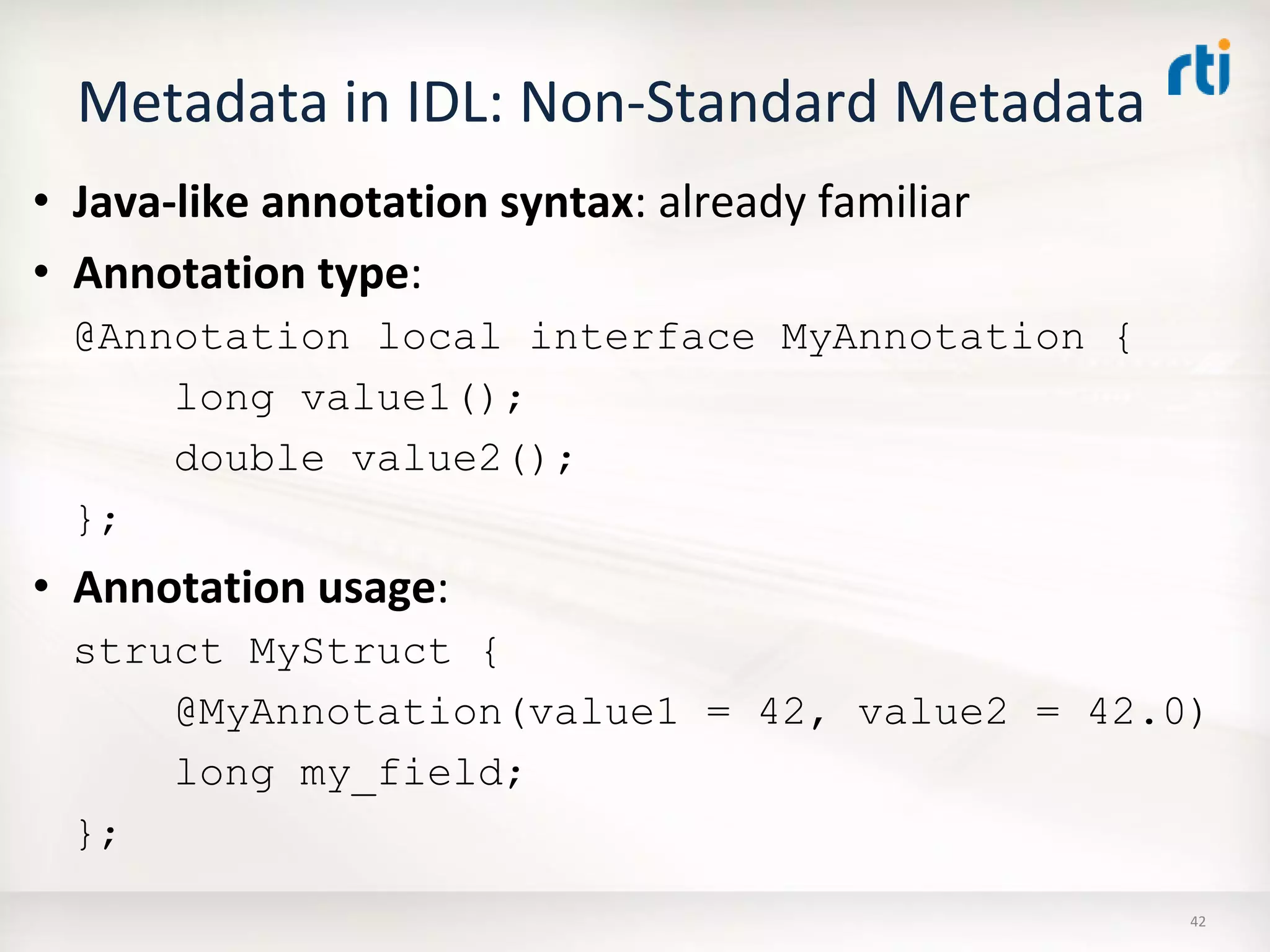 OMG Data Distribution Service (DDS) Advanced Tutorial
