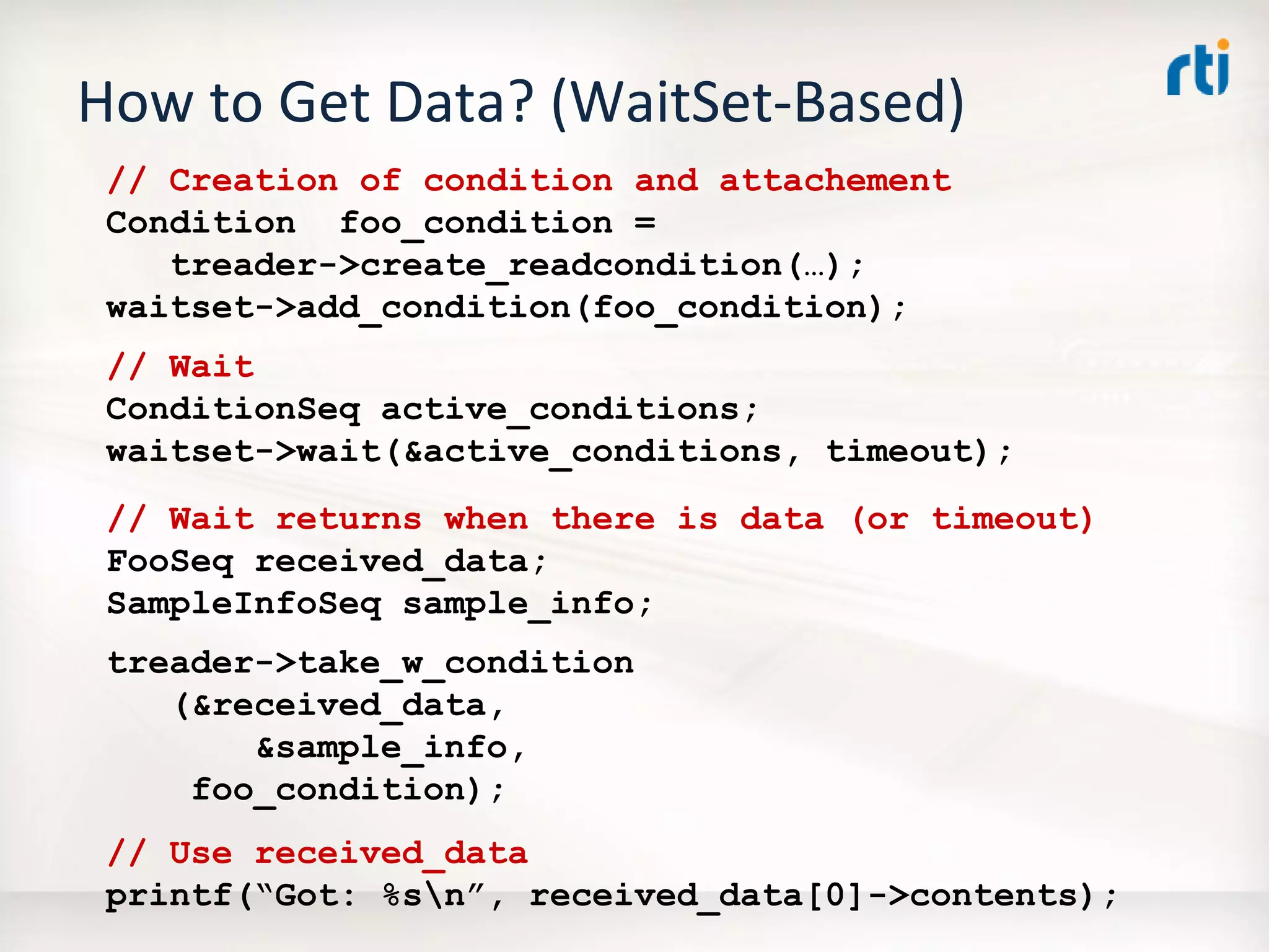 OMG Data Distribution Service (DDS) Advanced Tutorial