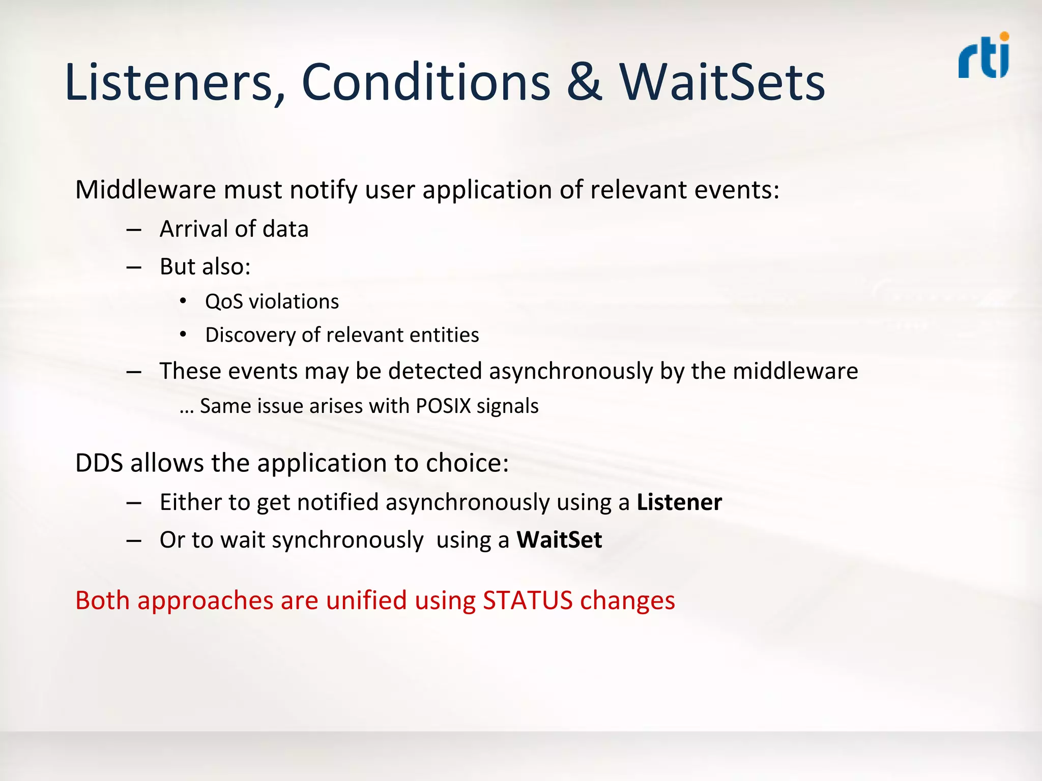 OMG Data Distribution Service (DDS) Advanced Tutorial