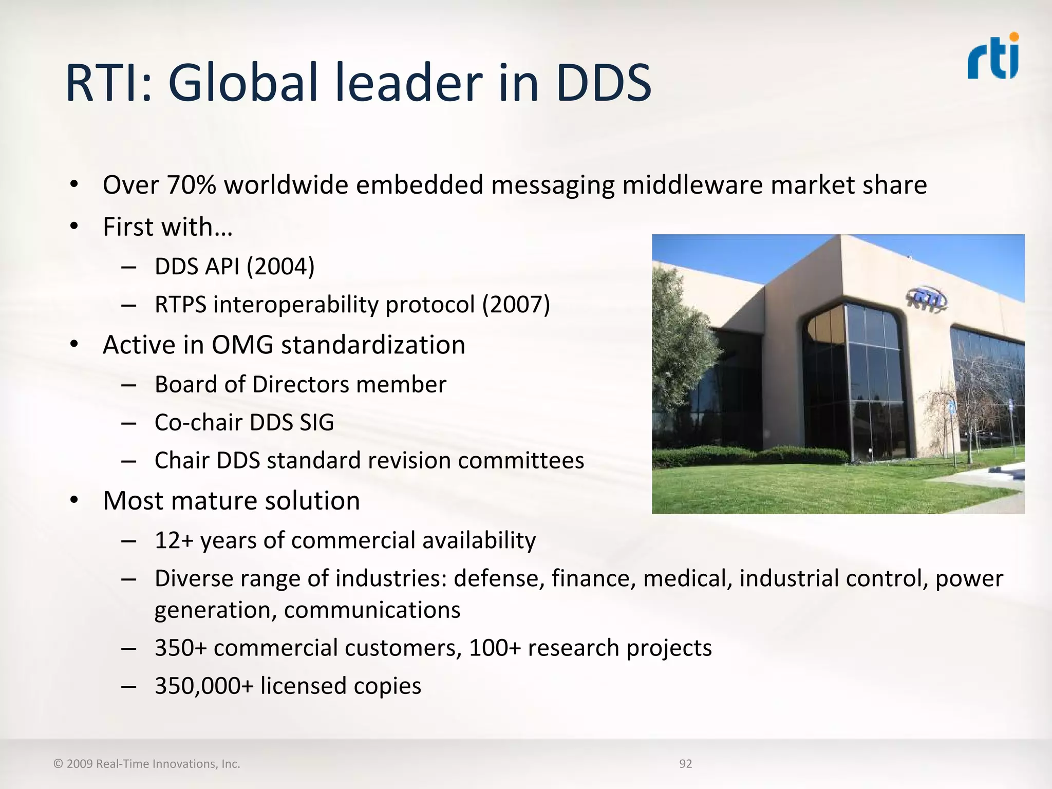 OMG Data Distribution Service (DDS) Advanced Tutorial