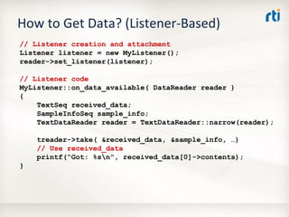 OMG Data Distribution Service (DDS) Advanced Tutorial