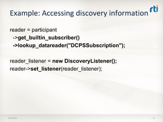 OMG Data Distribution Service (DDS) Advanced Tutorial