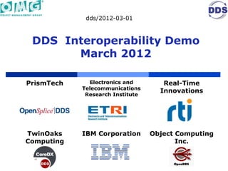 OMG DDS Interoperability Demonstration 2012
