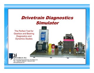 Drivetrain Diagnostics
Simulator
The Perfect Tool for
Gearbox and Bearing
Diagnostics and
Dynamics Studies
 
