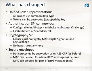 What	
  has	
  changed	
  
  •  Uniﬁed	
  Token	
  representaKons	
  
              –  All	
  Tokens	
  use	
  common	
  d...