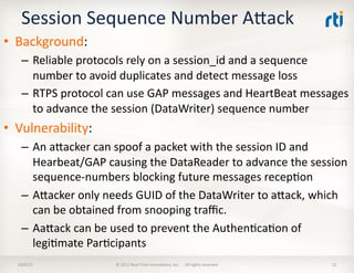 Session	
  Sequence	
  Number	
  AVack	
  
•  Background:	
  
–  Reliable	
  protocols	
  rely	
  on	
  a	
  session_id	
 ...