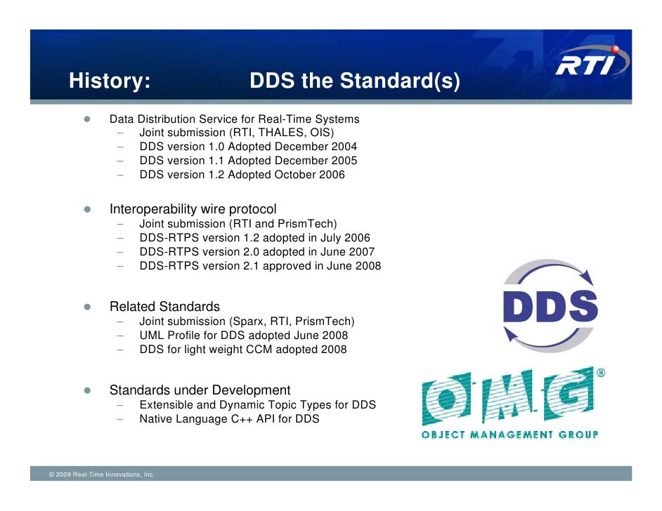 OMG DataDistribution Service (DDS) Tutorial 2009
