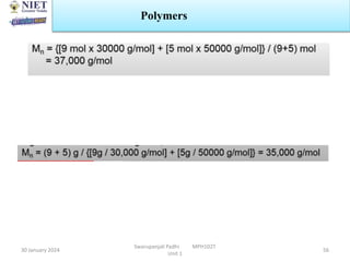 30 January 2024
Swarupanjali Padhi MPH102T
Unit 1
56
Polymers
 