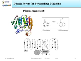 30 January 2024 Swarupanjali Padhi MPH102T Unit 1
Dosage Forms for Personalized Medicine
69
Pharmacogenetics(8)
 