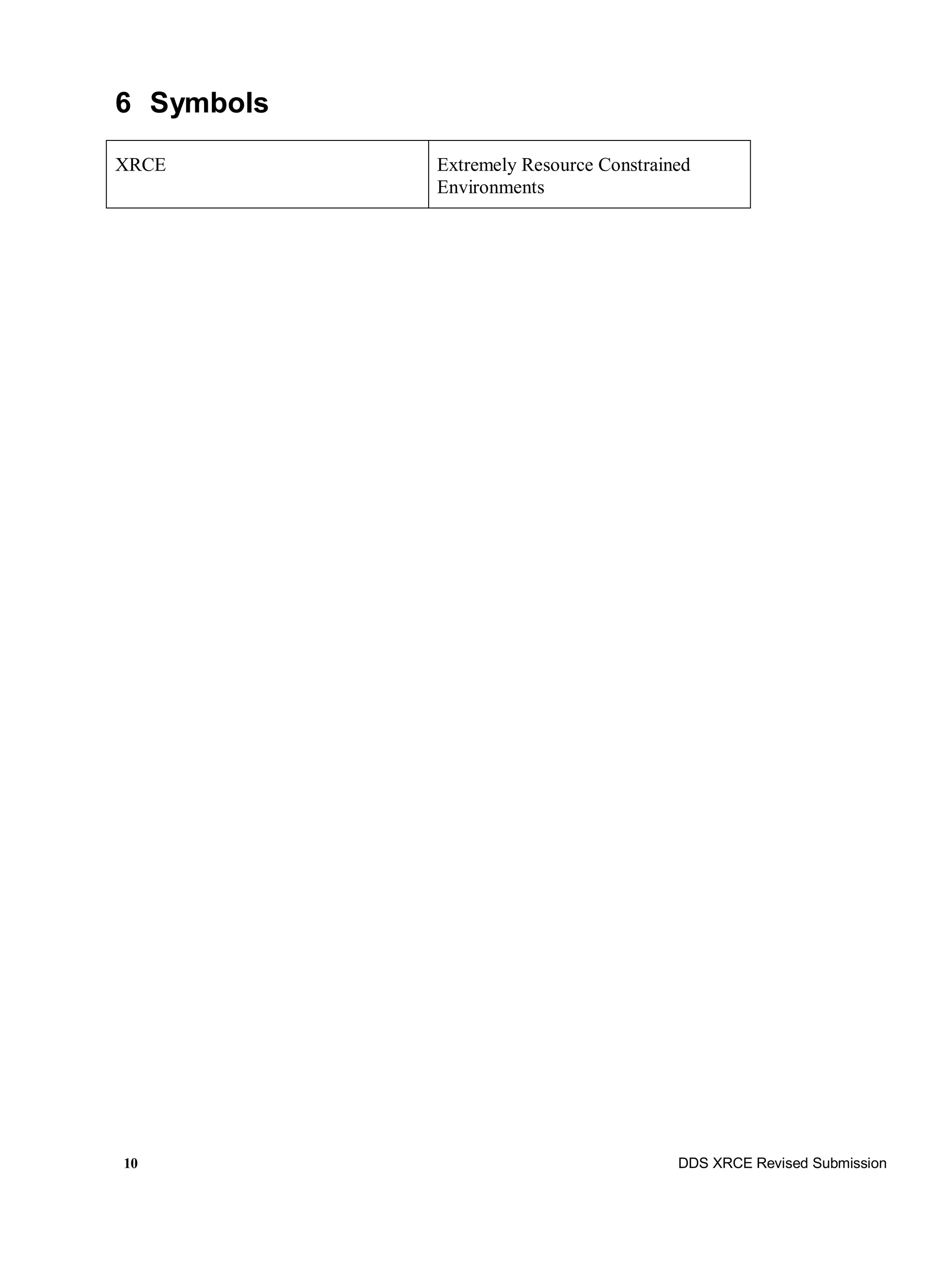 10 DDS XRCE Revised Submission
6 Symbols
XRCE Extremely Resource Constrained
Environments
 