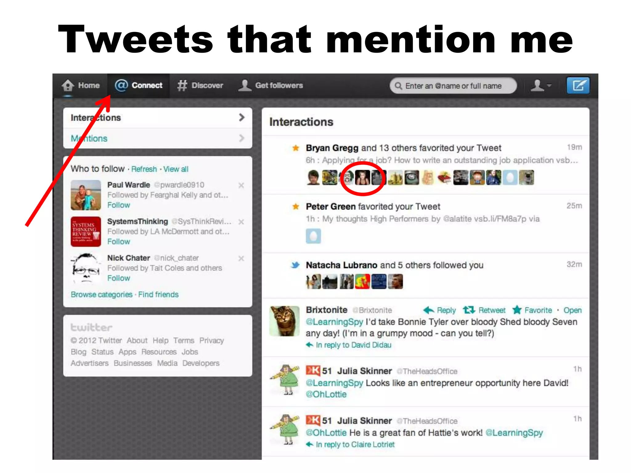 Tweets that mention me
 