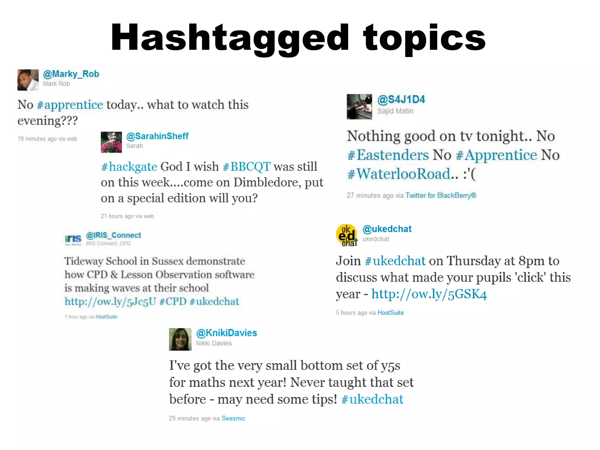 Hashtagged topics
 