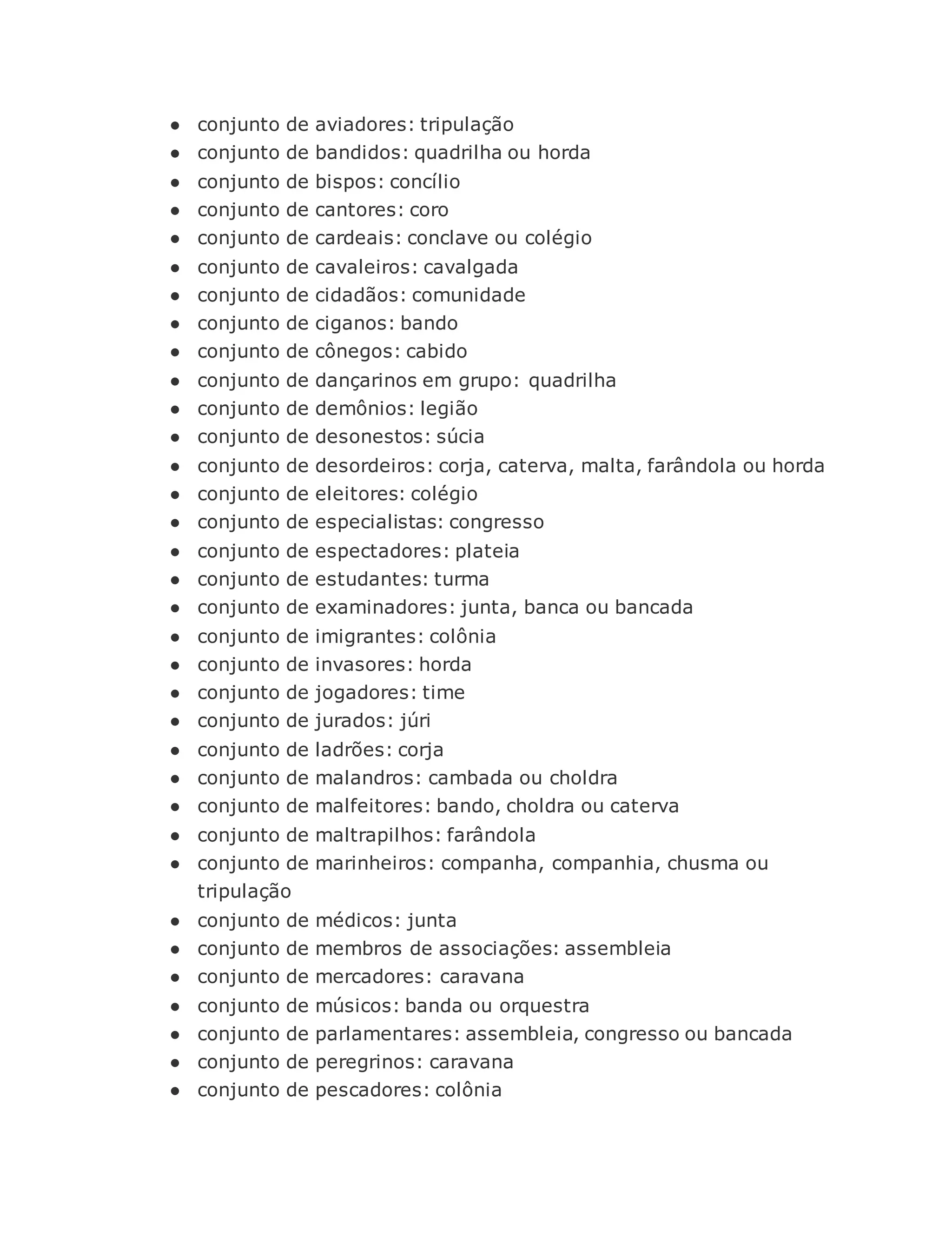 Lista substantivos coletivos | DOCX