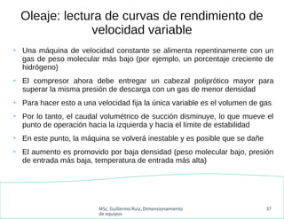 MSc. Guillermo Ruiz, Dimensionamiento
de equipos
37
Oleaje: lectura de curvas de rendimiento de
velocidad variable
●
Una m...