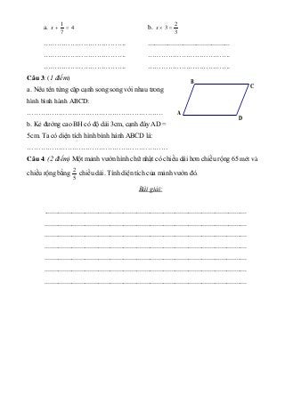 a. 4
7
1
=+x b.
3
2
3 =×x
………………………………. .................................................
………………………………. ……………………………….
…………...