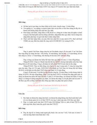 18/6/2020 Đáp Án Đề Đại Lý Thuế Đề Lẻ Đợt 01 Năm 2019
onthidailythue.net/clone-of-de-thi-va-dap-an-dai-ly-thue-mon-phap-luat-thue-nam-2019/ 9/17
Hướng dẫn giải đề đại lý thuế năm 2019 đề lẻ kỳ thi thứ 01
Hướng dẫn giải đề đại lý thuế năm 2019 đề lẻ kỳ thi thứ 01
 