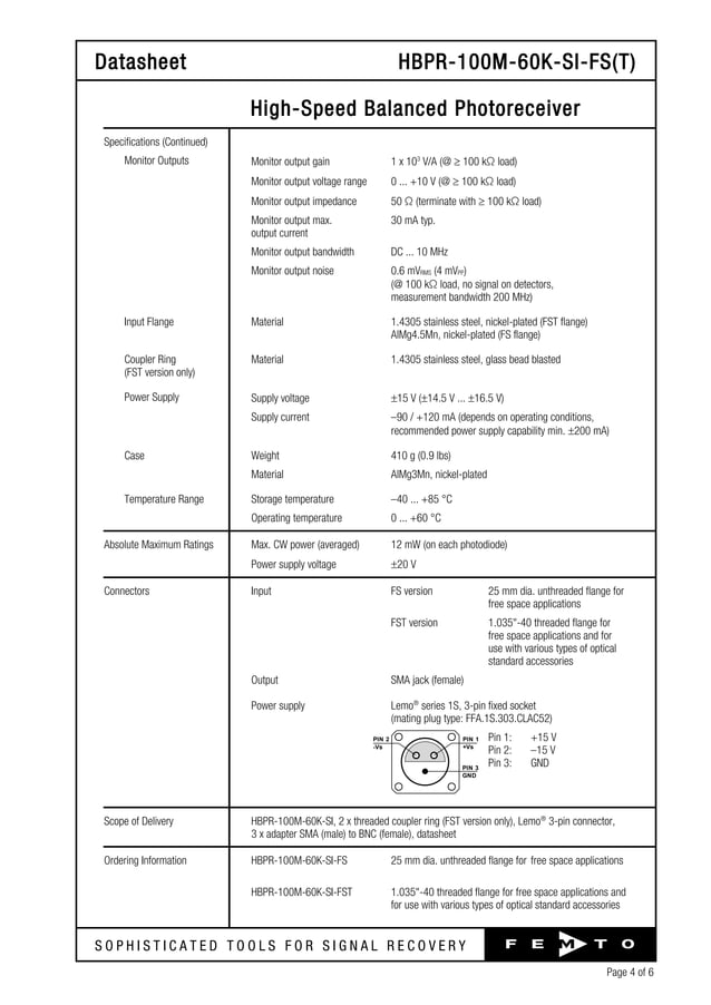 HighSpeed Balanced Photoreceiver PDF
