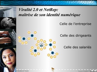 Viralité   2.0 et NetRep: maîtrise de son identité numérique Source Viadéo Celle de l’entreprise Celle des dirigeants Celle des salariés 