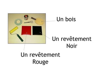 Un bois Un revêtement Noir Un revêtement Rouge